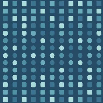 Geometric seamless repeating pattern of squaers and circles Stock Illustration