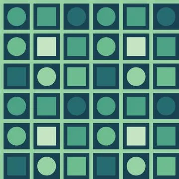 Geometric seamless repeating pattern of squaers and circles Stock Illustration