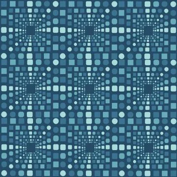 Geometric seamless repeating pattern of squares and circles creating an ornam Stock Illustration