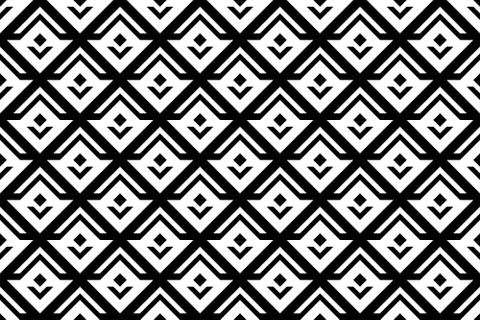 Geometric seamless retro pattern, abstract sprout or flower Stock Illustration