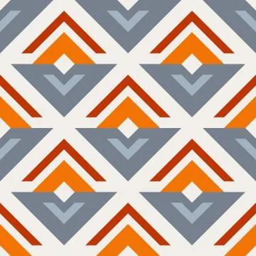 Geometric seamless retro pattern, abstract sprout or flower Stock Illustration