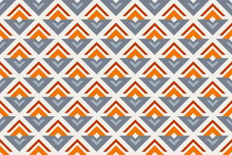 Geometric seamless retro pattern, abstract sprout or flower Stock Illustration