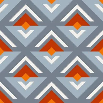 Geometric seamless retro pattern, abstract sprout or flower Stock Illustration