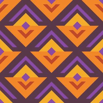 Geometric seamless retro pattern, abstract sprout or flower Stock Illustration