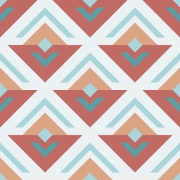 Geometric seamless retro pattern, abstract sprout or flower Stock Illustration