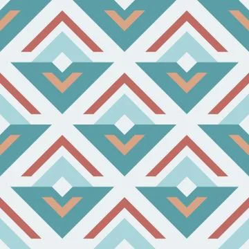 Geometric seamless retro pattern, abstract sprout or flower Stock Illustration