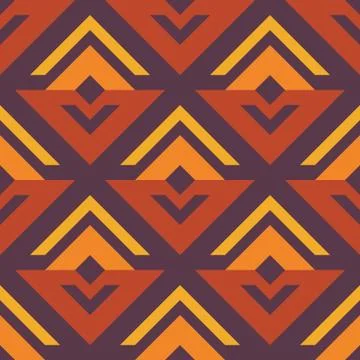 Geometric seamless retro pattern, abstract sprout or flower Stock Illustration