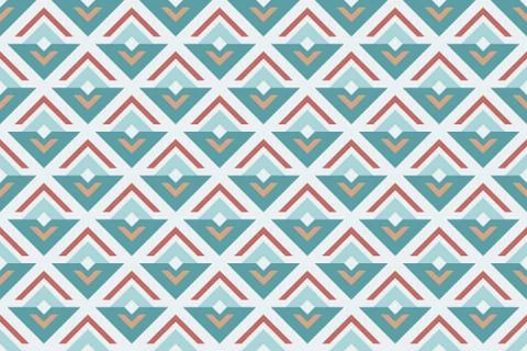 Geometric seamless retro pattern, abstract sprout or flower Stock Illustration