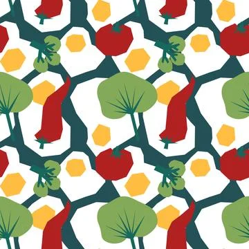 Geometric seamless scrambled eggs pattern for wrapping paper and fabrics Stock Illustration