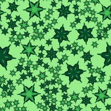 Geometric Seamless Star Shapes Pattern. Repeating Background Texture in Green イラスト素材