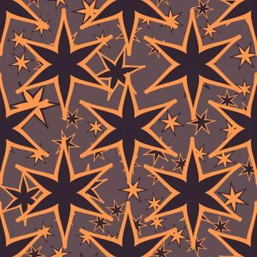 Geometric Seamless Star Shapes Pattern. Repeating Background Texture in Brown Stock Illustration