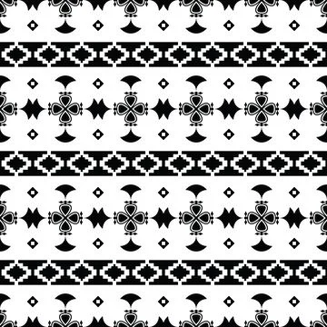 Geometric seamless stripe pattern with Aztec tribal motifs. Illustrazione stock
