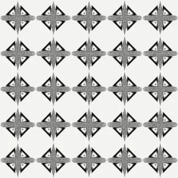 Geometric seamless symmetrical monochrome pattern, black drawing on a light Stock Illustration