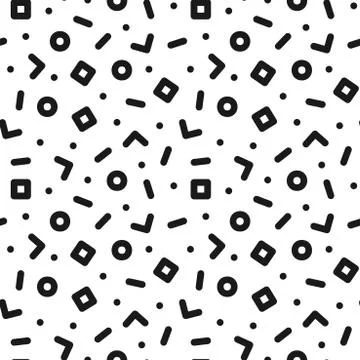 Geometric seamless trendy pattern in retro memphis style, fashion 80s - 90s Illustrazione stock