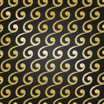 Geometric Seamless Vector Golden Pattern 스톡 일러스트