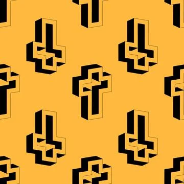Geometric seamless vector pattern with bold crosses in negative space style. Stock Illustration