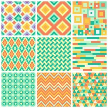 Geometric seamless vector patterns Stock Illustration