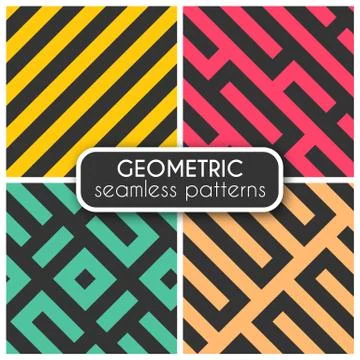 Geometric seamless vector patterns Stock Illustration