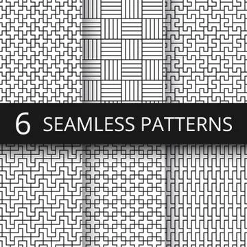 Geometric seamless vector patterns set. Modern line repeat graphics with simple Illustrazione stock