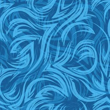 Geometric seamless vector texture from corners of smooth lines and waves of blue Stock Illustration