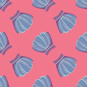 Geometric seashells seamless pattern on pink background. Stockillustratie