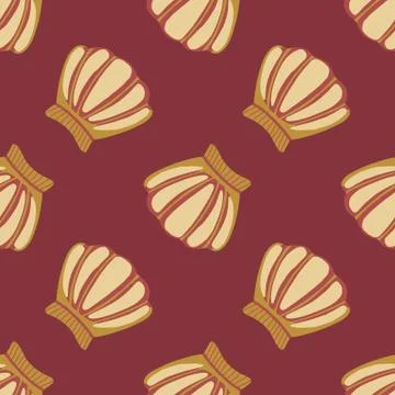 Geometric seashells seamless pattern in vintage style. Abstract sea ocean she Illustrazione stock