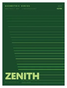 Geometric series abstract art linegradient poster design with zenith text. Stock Illustration