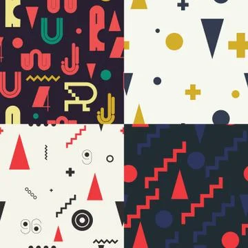 Geometric set  seamless  pattern Stock Illustration
