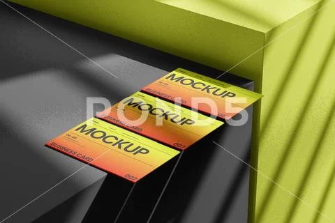 Geometric Shadow Business Card Mockup PSD Template