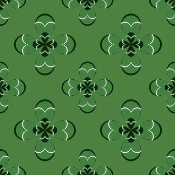 Geometric Shamrocks leaf seamless pattern background. Vector clover pattern f Stock Illustration