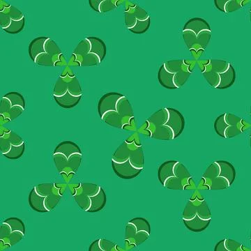 Geometric Shamrocks three - leaf seamless pattern background. Vector clover p Illustrazione stock