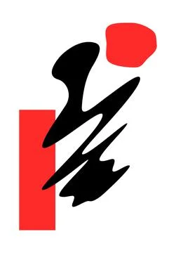 Geometric shape and scribble lines. Hand painted minimalist creative illustra 스톡 일러스트