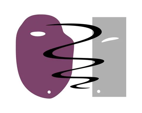 Geometric shape and scribble lines. Hand painted minimalist creative illustra Stock Illustration