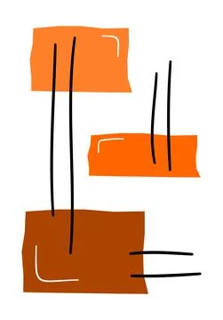 Geometric shape and scribble lines. Hand painted minimalist creative illustra Stock Illustration