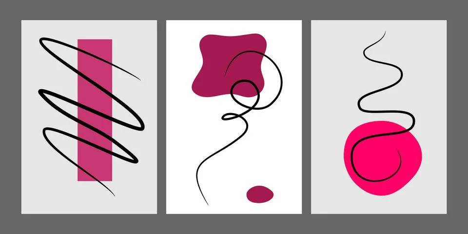 Geometric shape and scribble lines. Hand painted minimalist creative illustra Stock Illustration