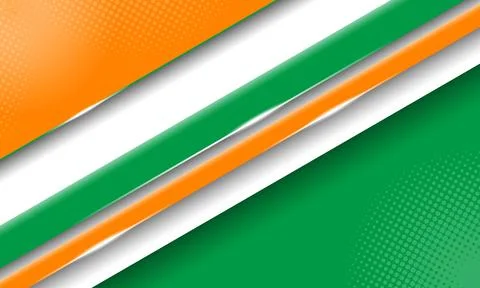 Geometric shape background design with shining line of green and orange sha.. Stock Illustration