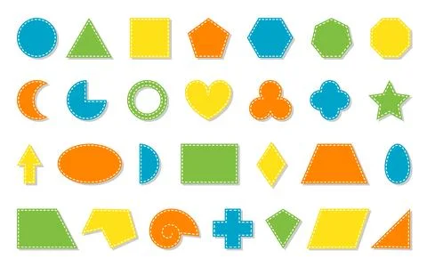 Geometric shape basic educational flat icon set Stock Illustration