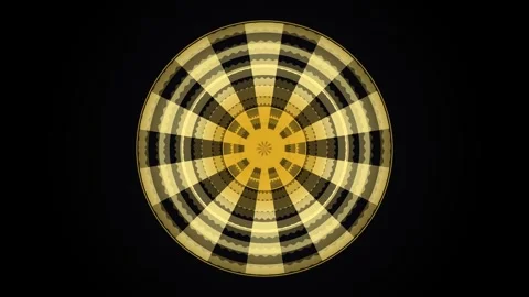 Geometric shape with black and gold patterns in circular Stock Footage 338317466