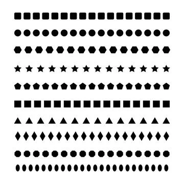 Geometric Shape Border Divider Set, Solid Repeat Square Circle Star Triangl.. 库存插图