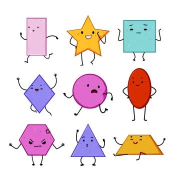 Geometric shape character set cartoon vector illustration イラスト素材
