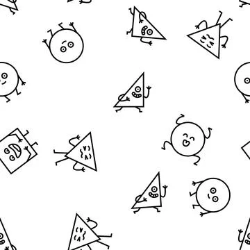 Geometric shape character vector seamless pattern Illustrazione stock