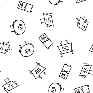 Geometric shape character vector seamless pattern 스톡 일러스트