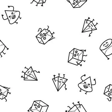 Geometric shape character vector seamless pattern 스톡 일러스트