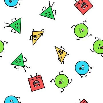 Geometric shape character vector seamless pattern Stock Illustration