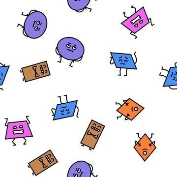 Geometric shape character vector seamless pattern Stock Illustration