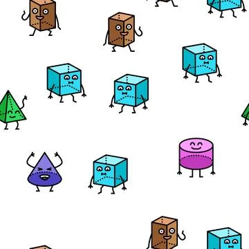 Geometric shape character vector seamless pattern Illustrazione stock