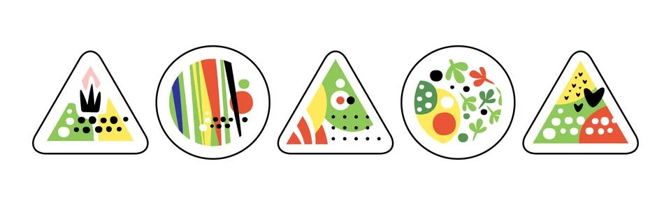 Geometric Shape Color Pattern and Print Vector Set Stock Illustration