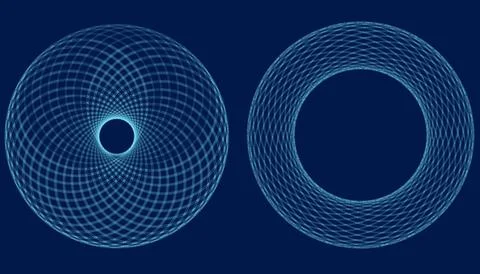 Geometric shape for design. The torus consisting of lines. 3D technology style. Stock Illustration