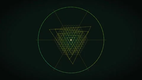 Geometric shape design with triangles and circles on dark background Stock Footage 337064342