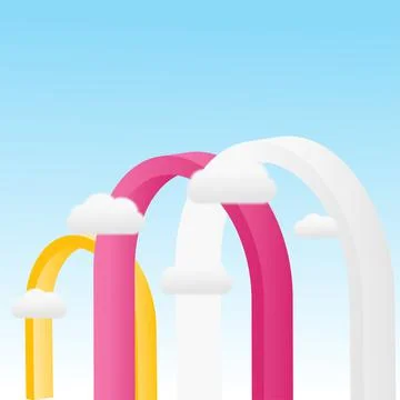 Geometric shape . display art circle shadow yellow pink white cloud Stock Illustration